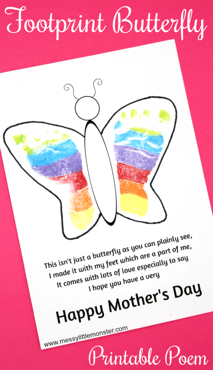 Footprint Butterfly Poem - Printable Mother