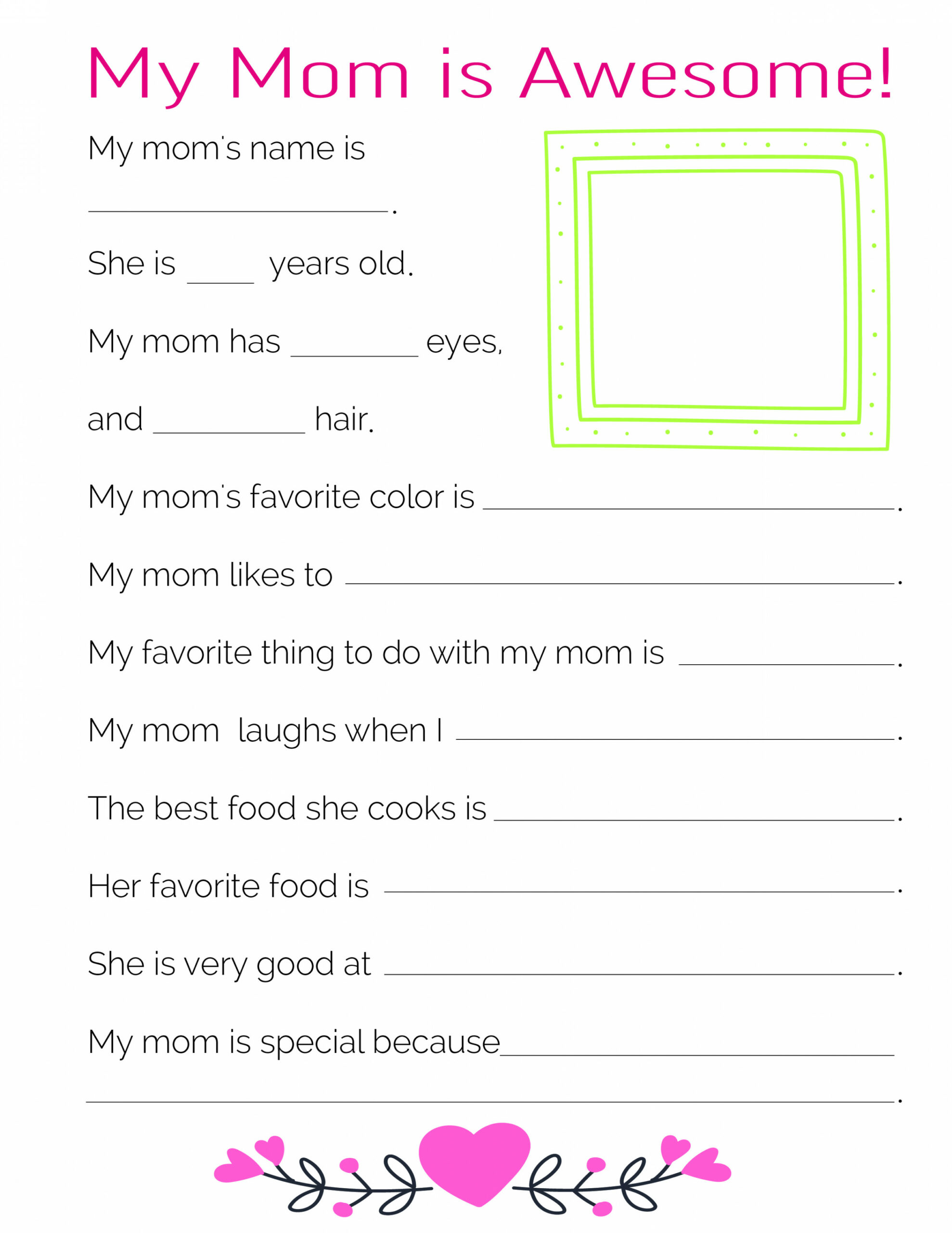 Free "All About My Mom" Printables - Freebie Finding Mom