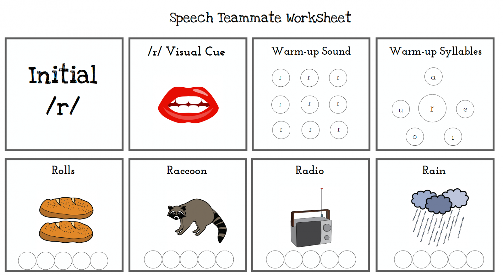 Free Articulation Worksheets