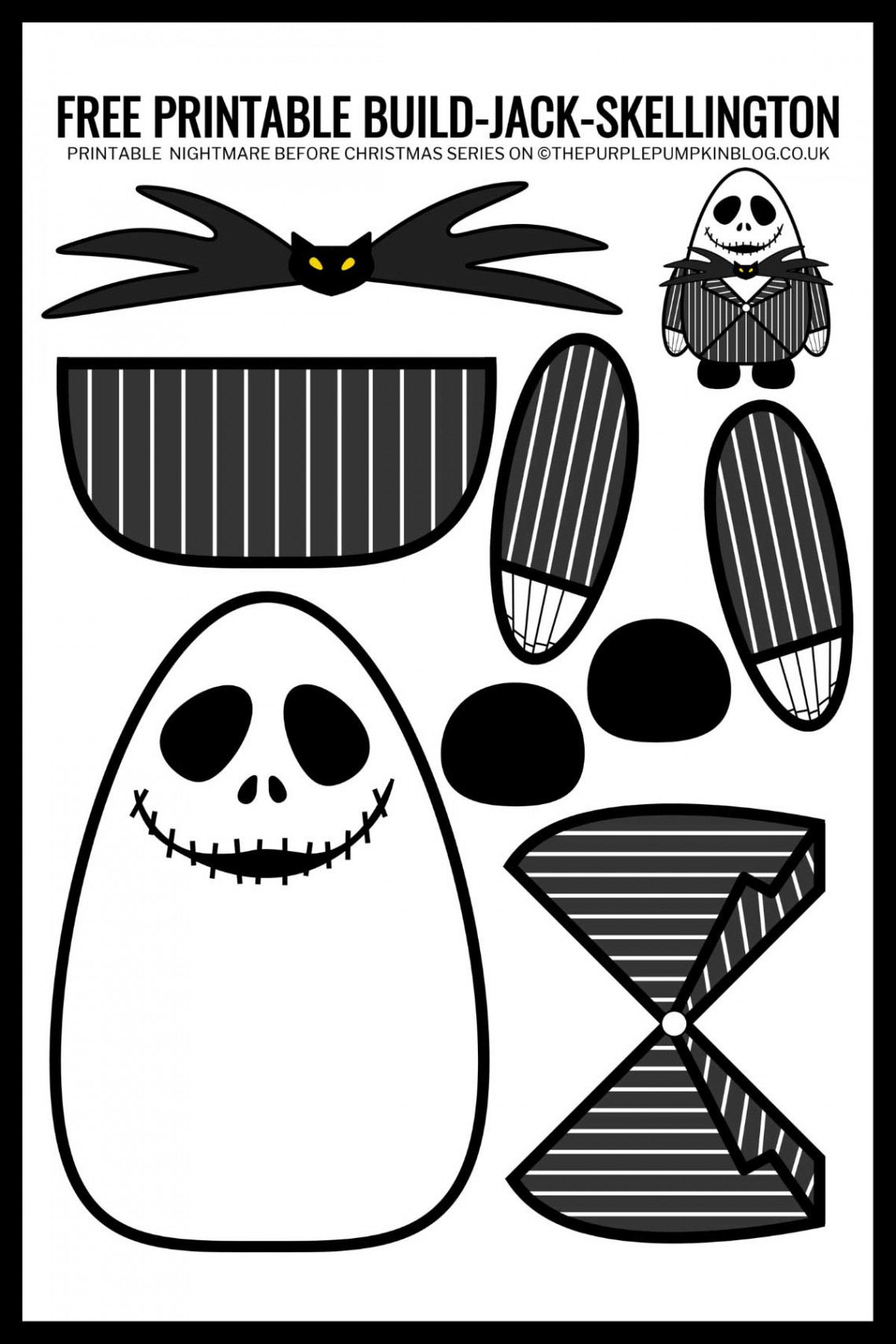 Free Build Jack Skellington Printable for Halloween