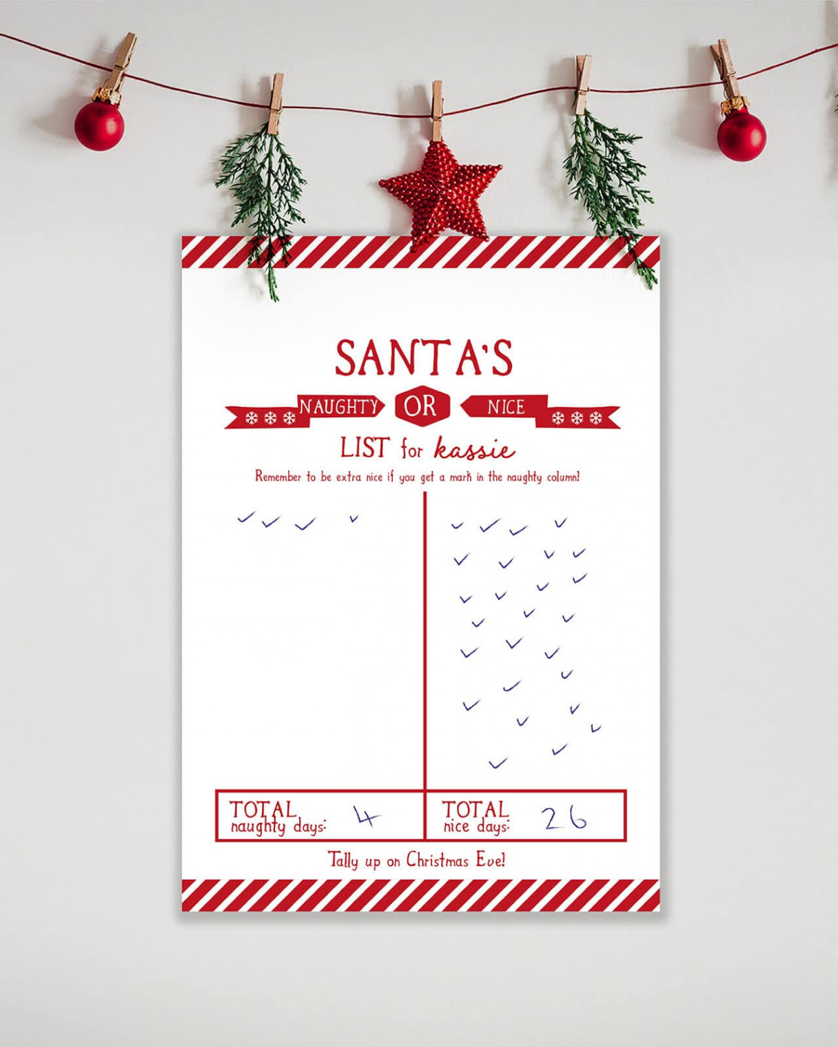 FREE Christmas Behaviour Chart Naughty or Nice  Collette & Co®
