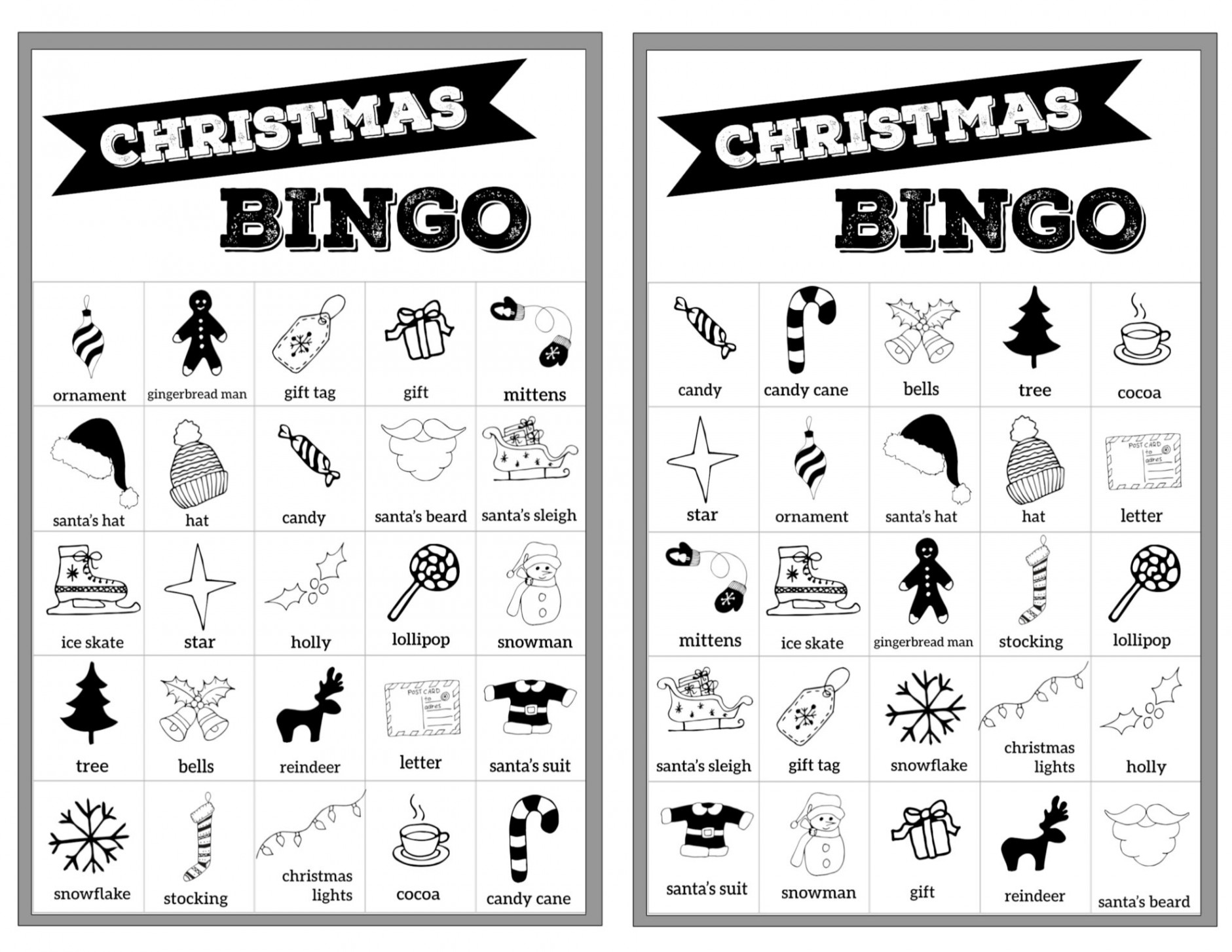 Free Christmas Bingo Printable Cards - Paper Trail Design