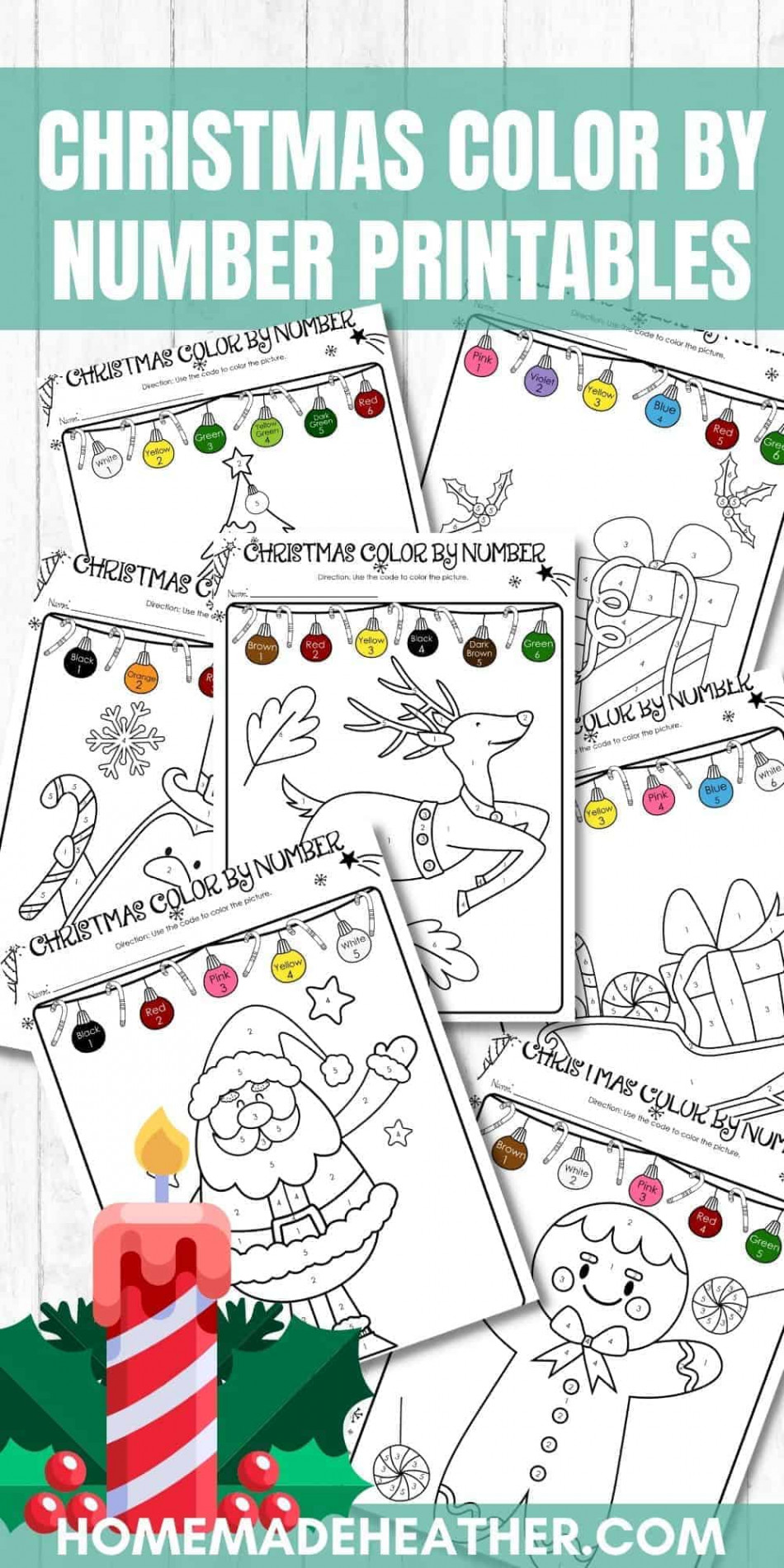 Free Christmas Color By Number Printables » Homemade Heather