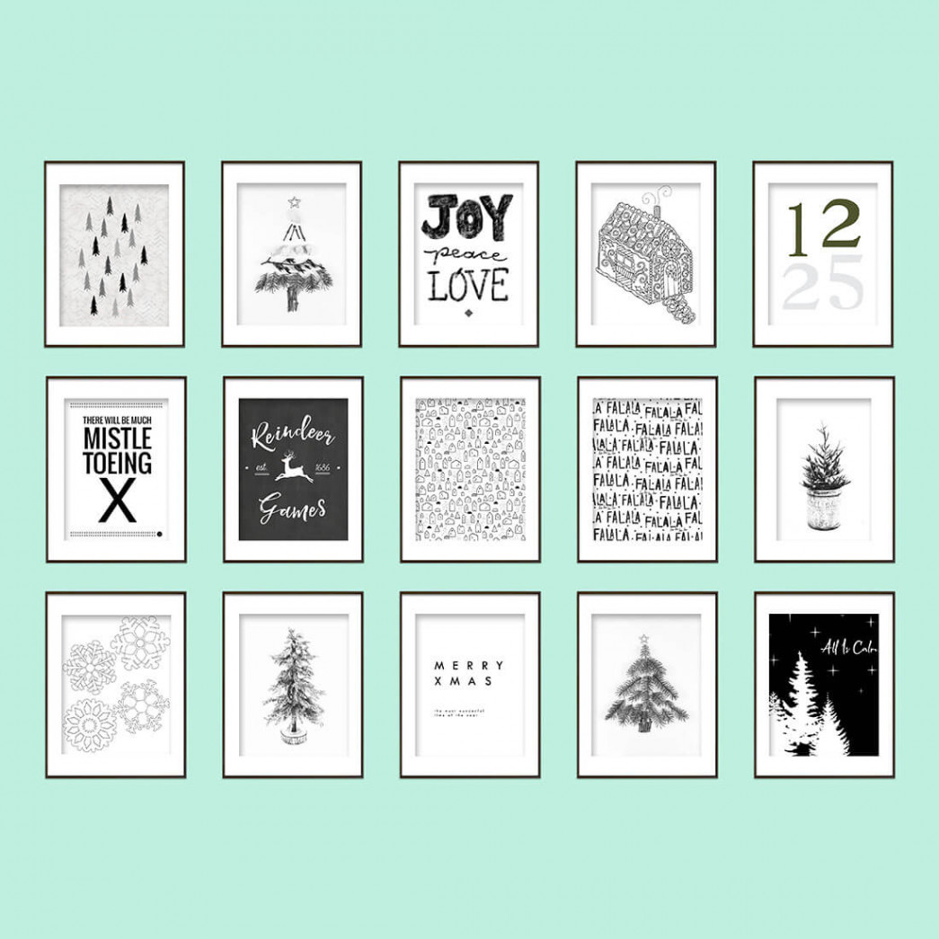 Free Christmas Printables • B&W Holiday Roundup • Little Gold Pixel