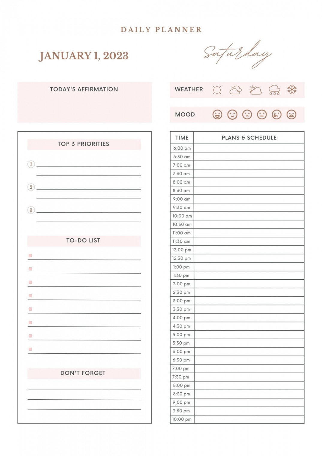 Free daily planner templates to customize  Canva