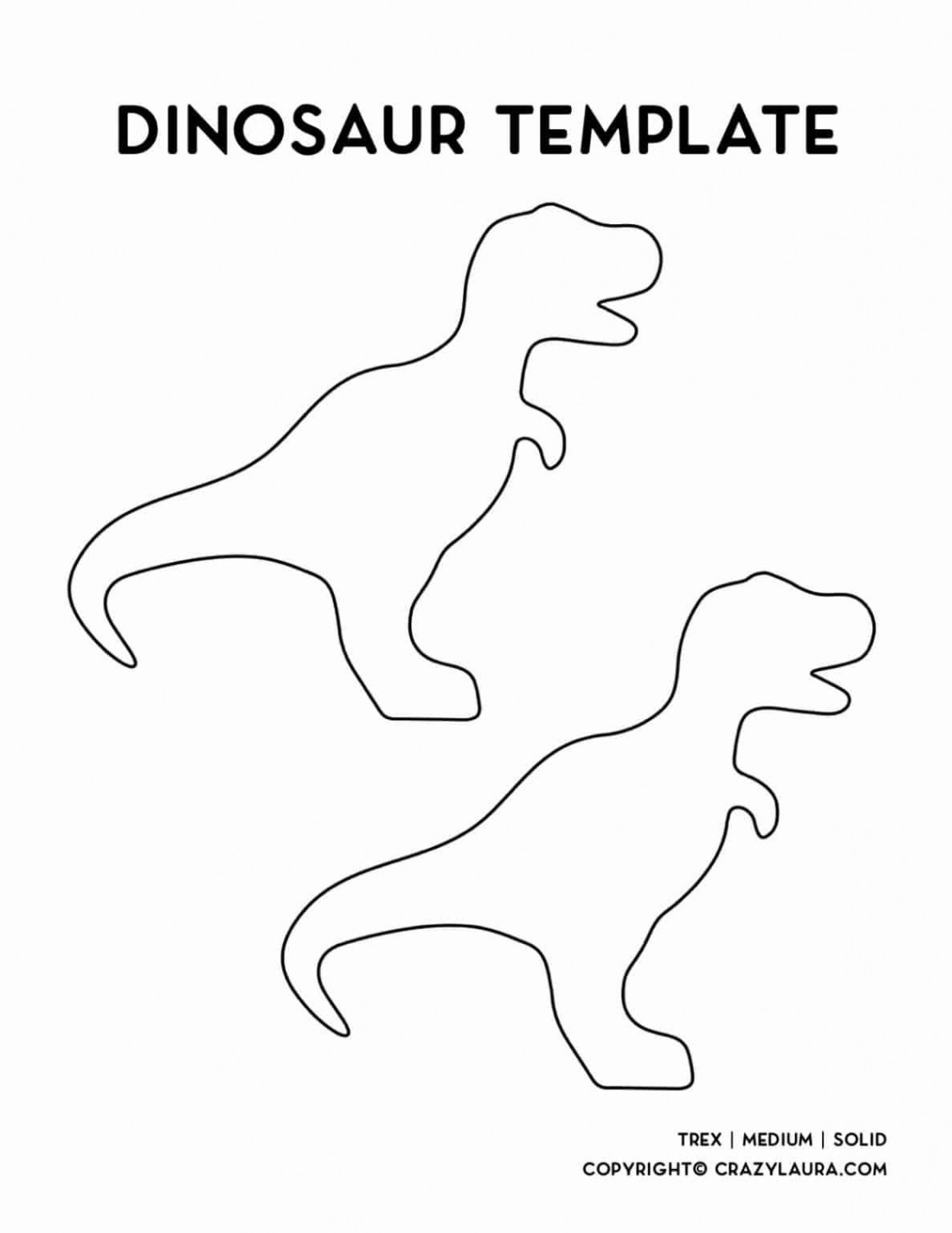 Free Dinosaur Template & Printable Stencil  Dinosaur template