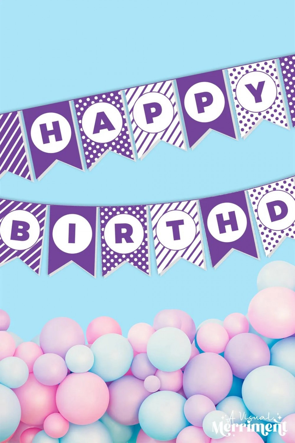 Free Happy Birthday Banner Printable Party Sign Purple  A