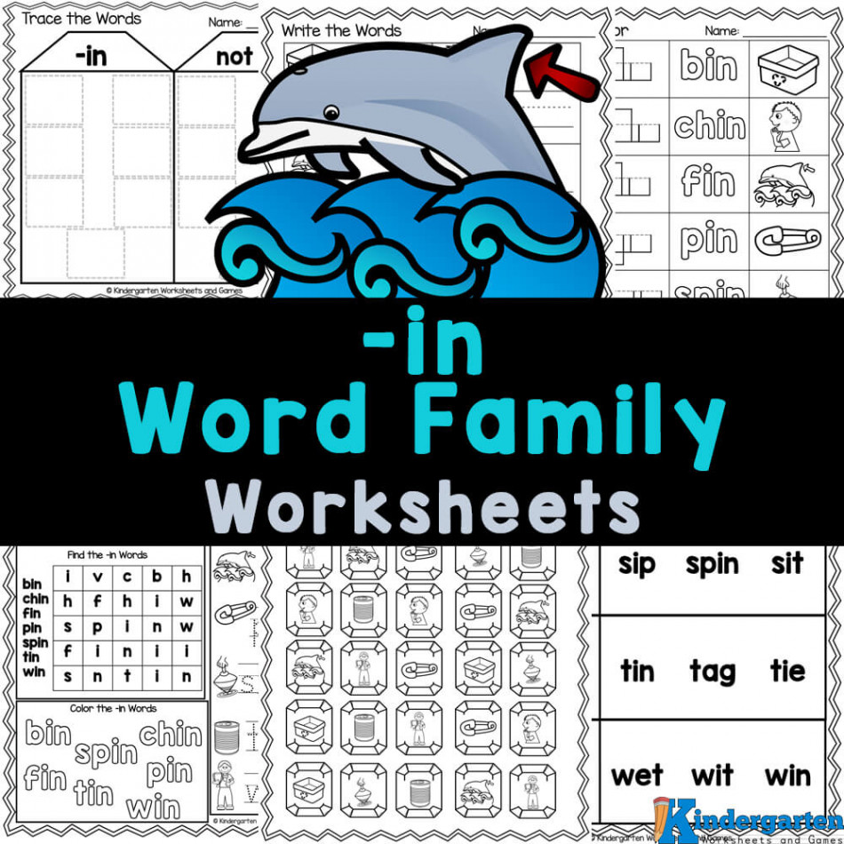 FREE -in Word Family Worksheets for Kindergarten