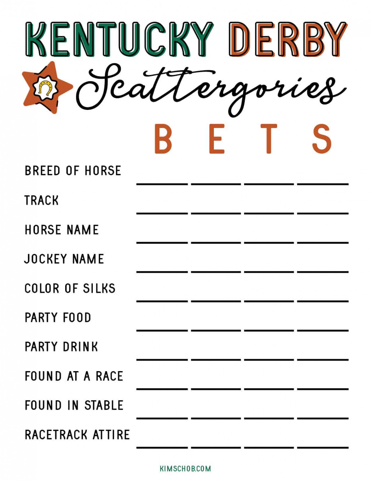 Free Kentucky Derby Printable Games - Kim Schob