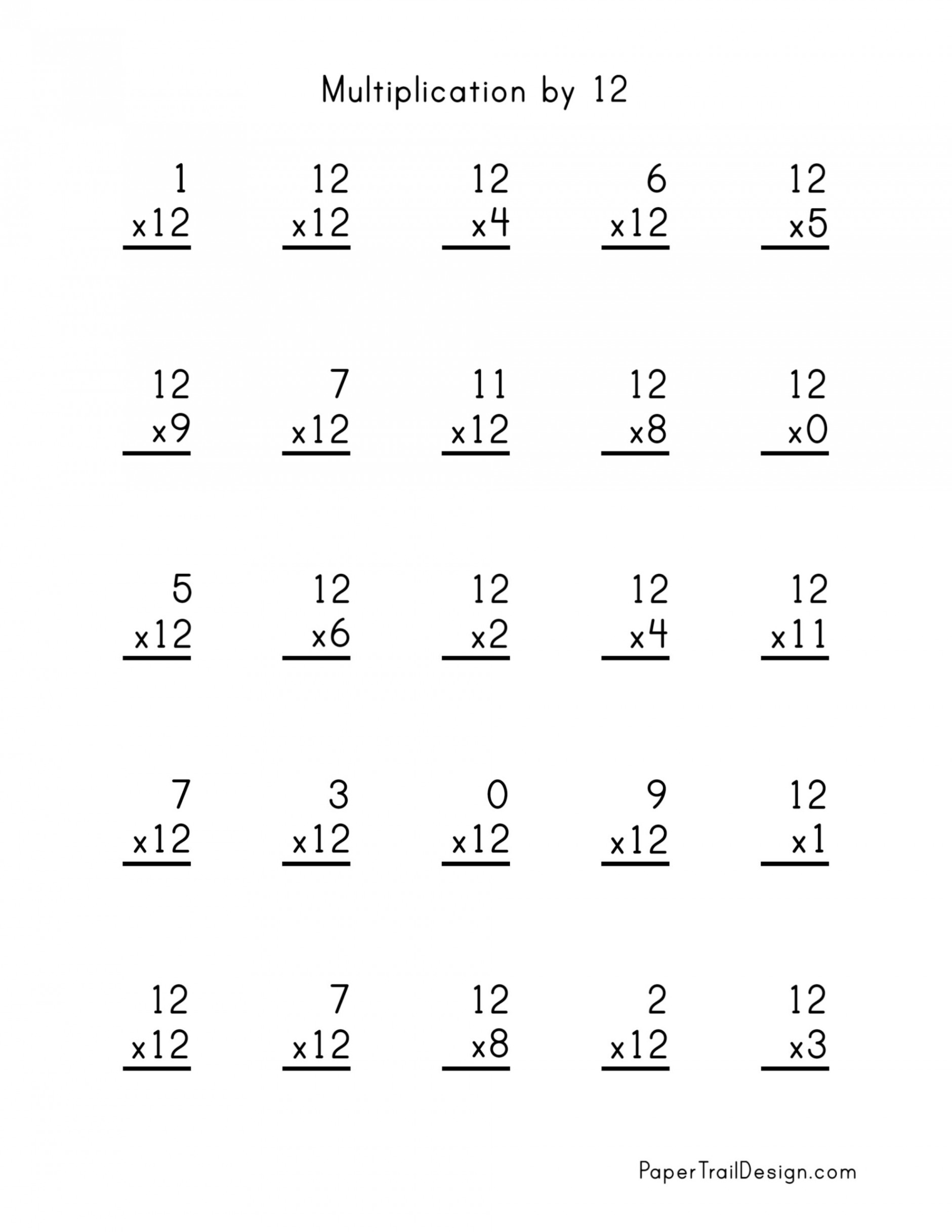 Free Multiplication Worksheets -2 - Paper Trail Design