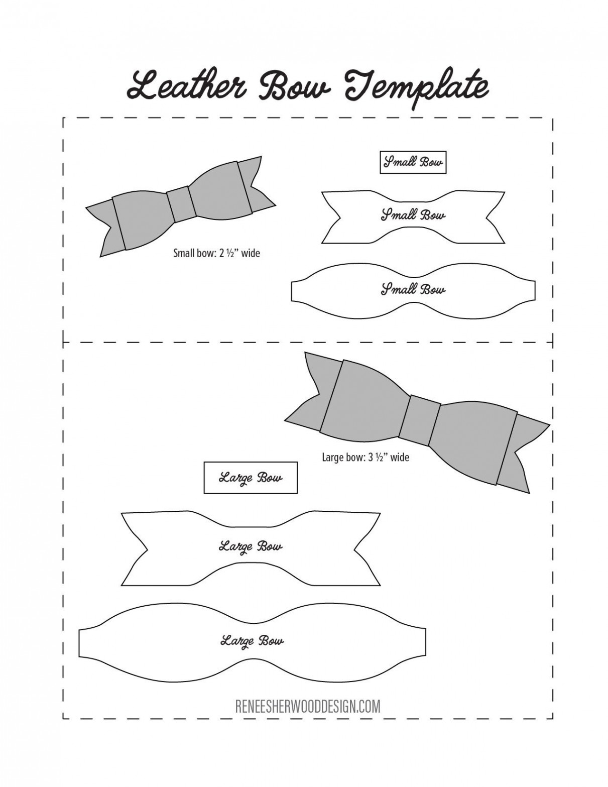 FREE No Sew Leather or Felt Bow Template download at www