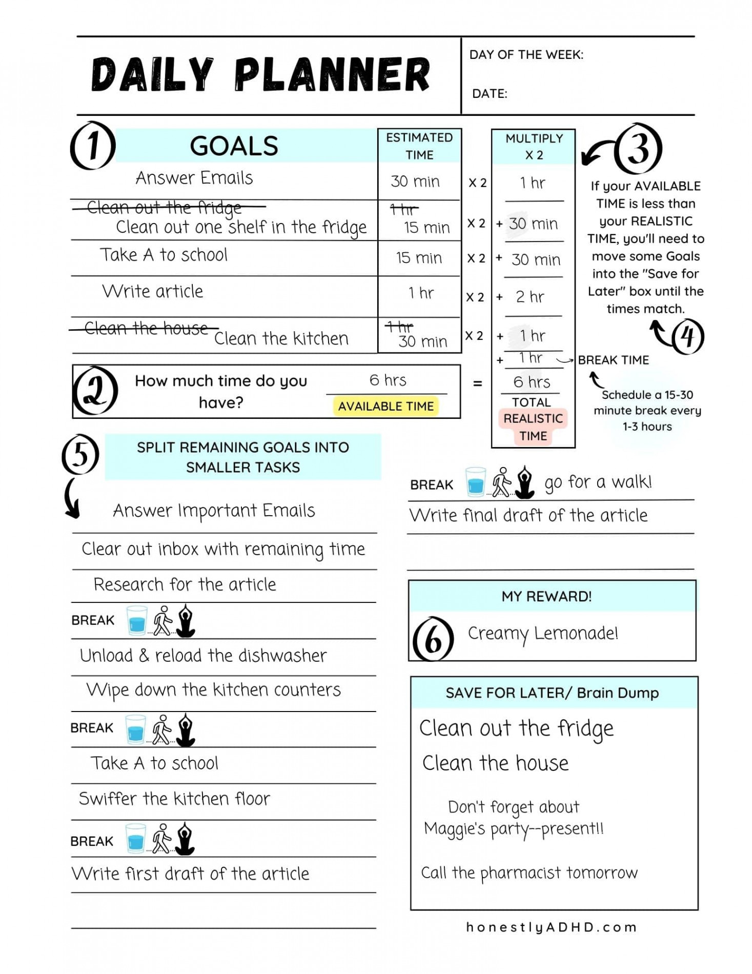 Free Printable ADHD Planner - Honestly ADHD