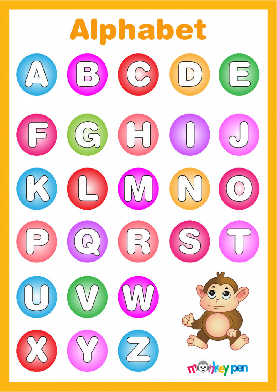 Free Printable Alphabet Poster for Kids – Monkey Pen Store