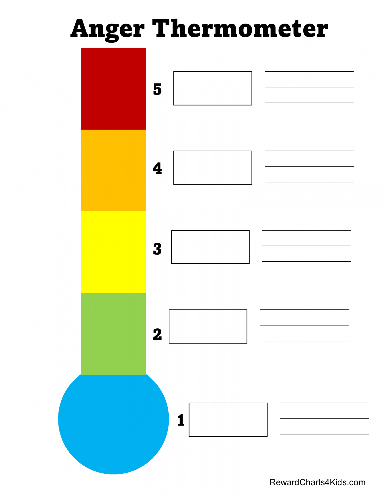 Free printable anger thermometer  Editable PDF