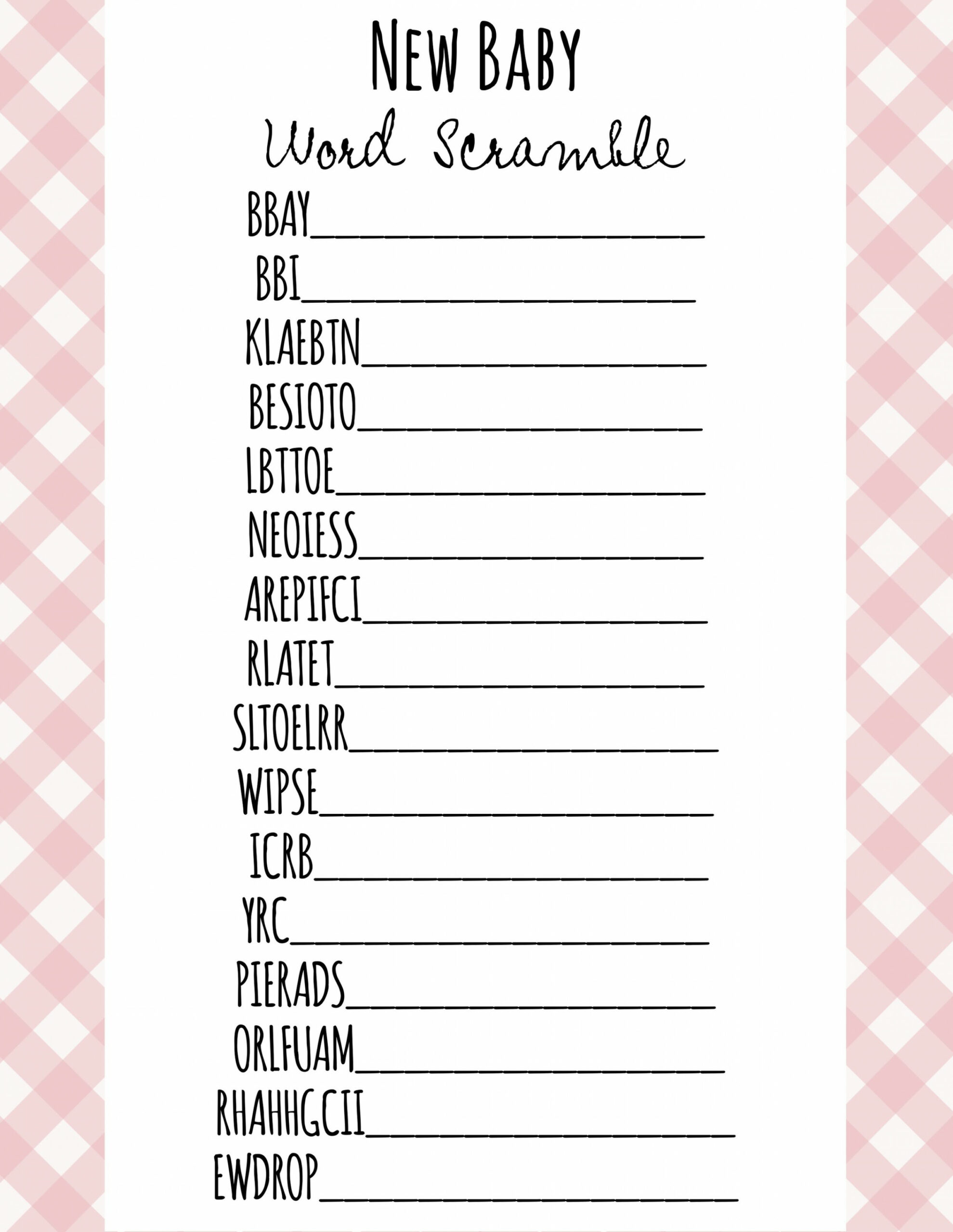 Free Printable Baby Shower Games - Download Instantly!