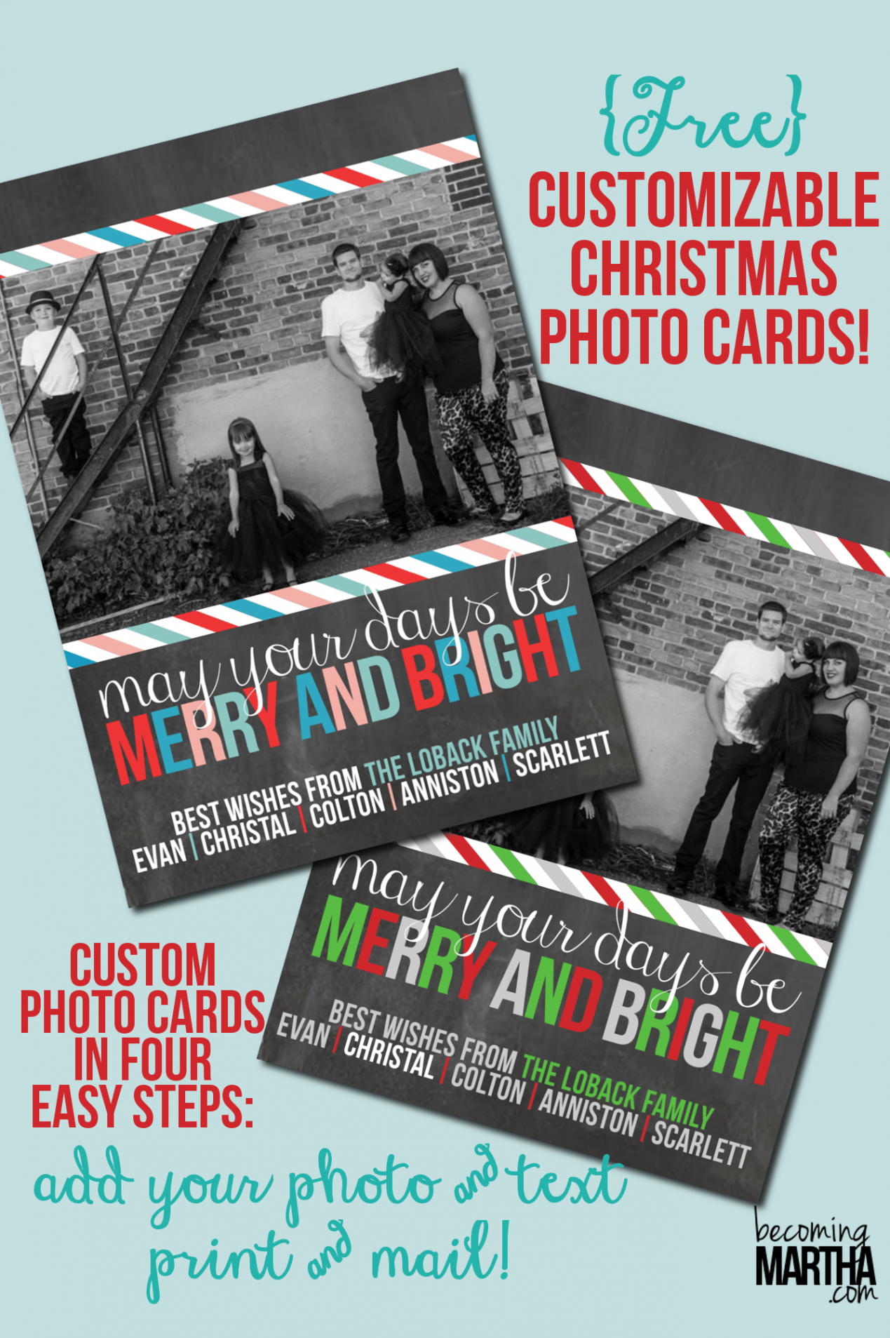 Free Printable Christmas Cards Customize with Your Own Photo!