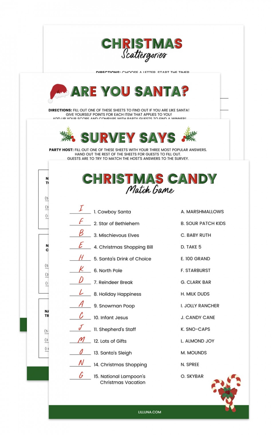 FREE Printable Christmas Games  FREEBIES  Lil