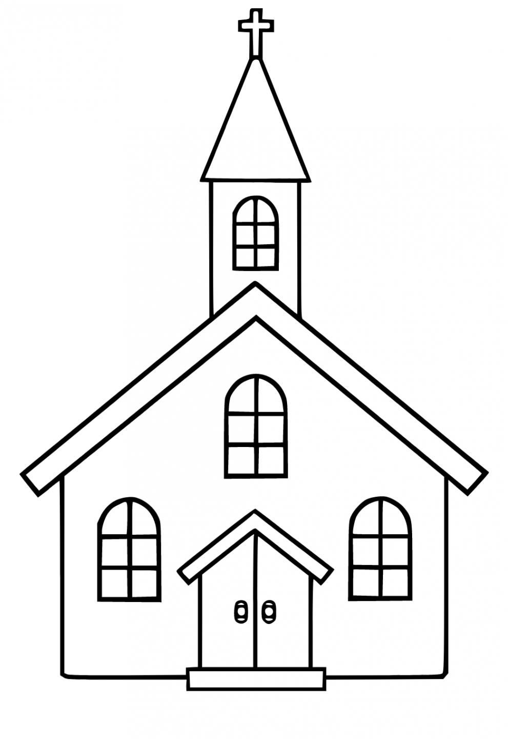 Free Printable Church Easy Coloring Page for Adults and Kids