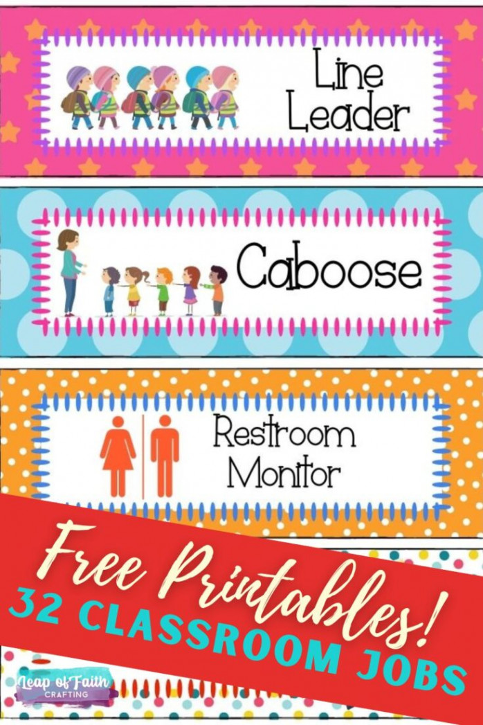 FREE Printable Classroom Jobs PDF to Use Now! - Leap of Faith Crafting