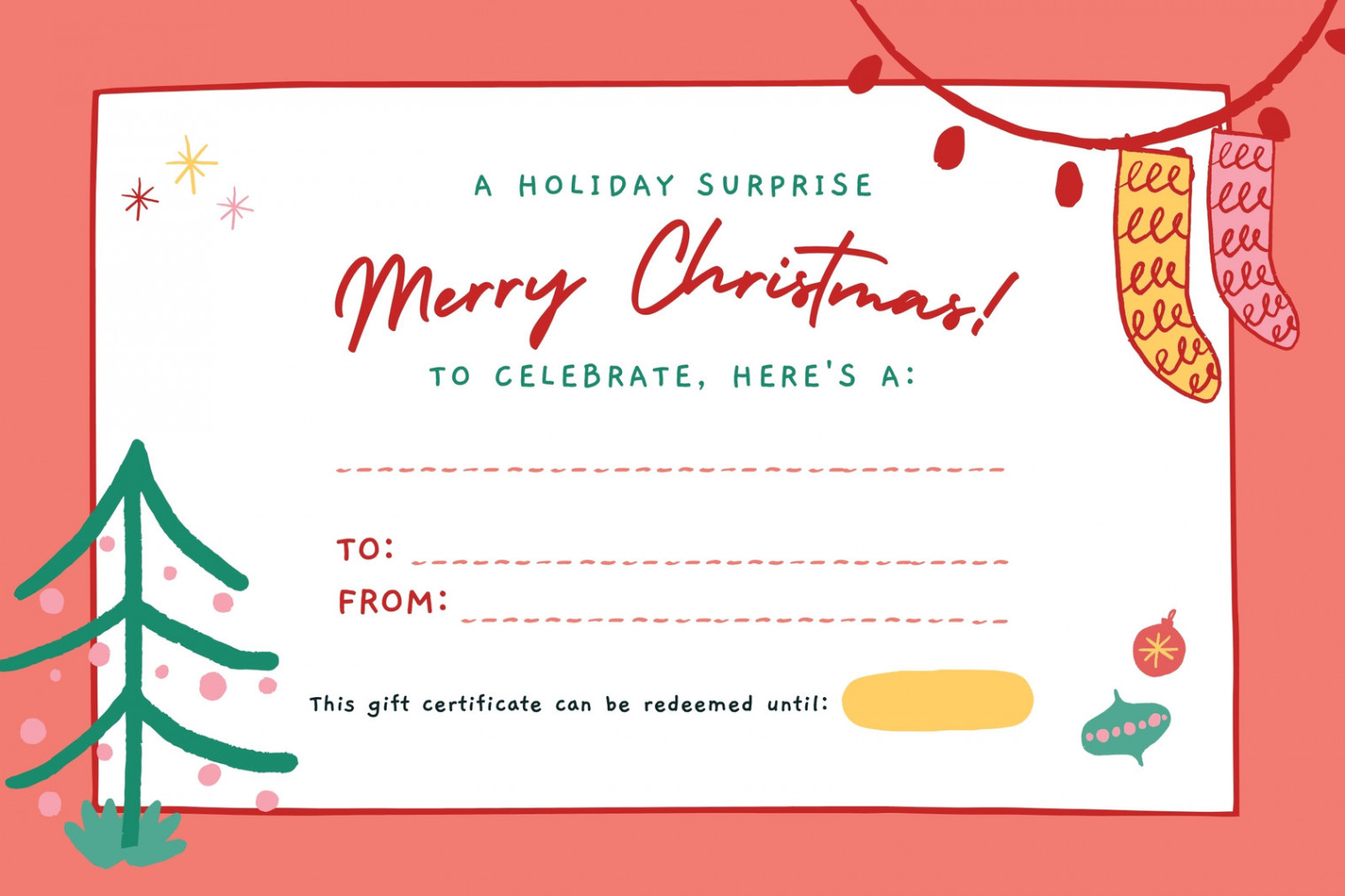 Free, printable custom Christmas gift certificate templates  Canva