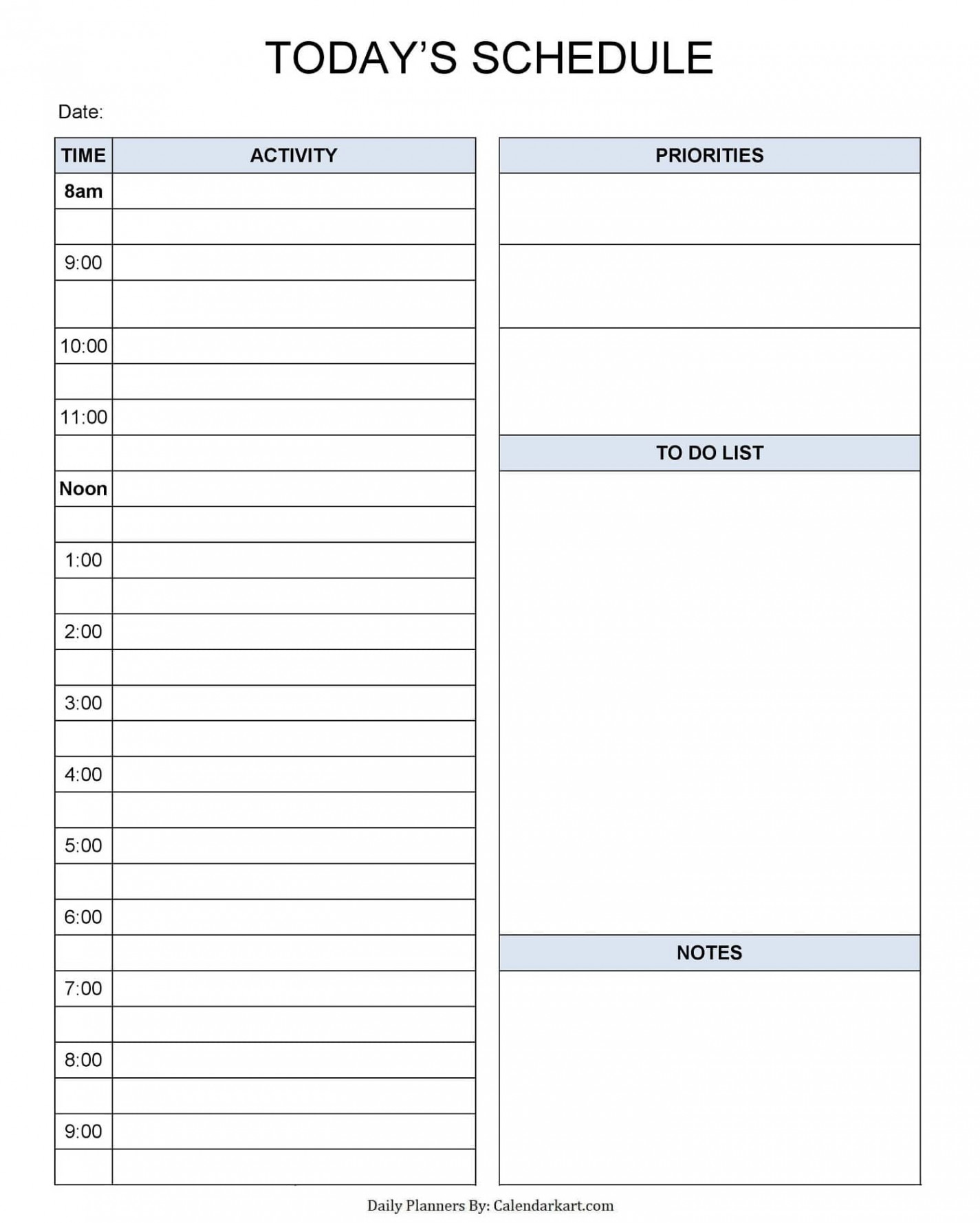 Free Printable Daily Planner Templates (Editable PDF) - CalendarKart