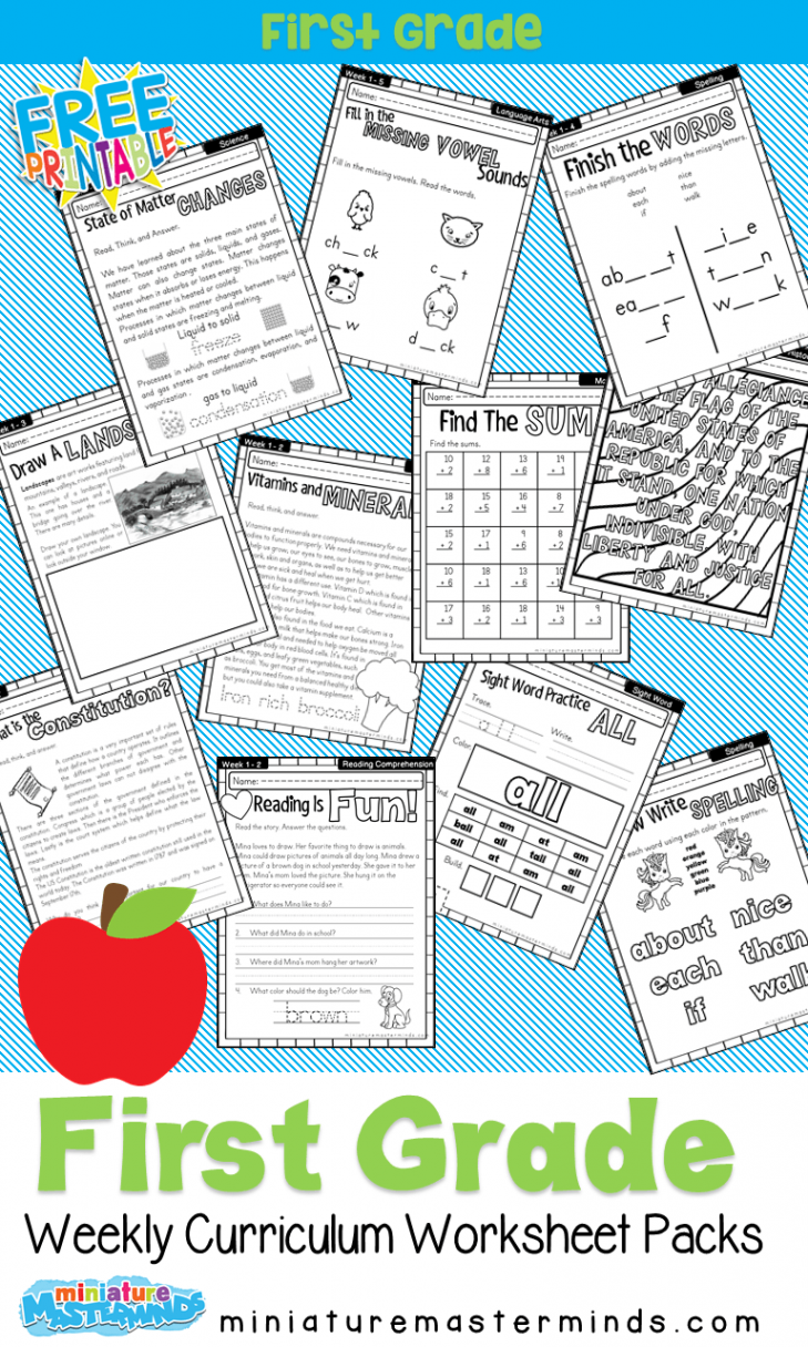 Free Printable First Grade Curriculum Book – Miniature Masterminds