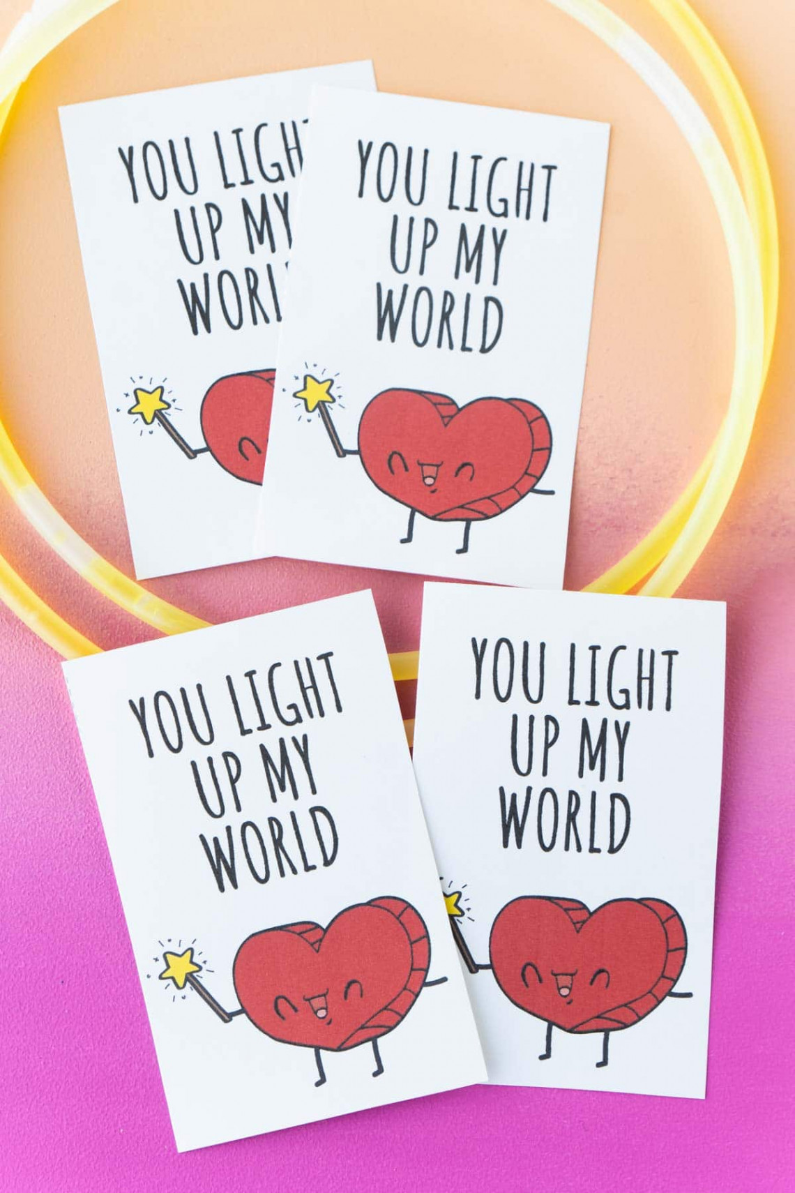 Free Printable Glow Stick Valentines - Play Party Plan