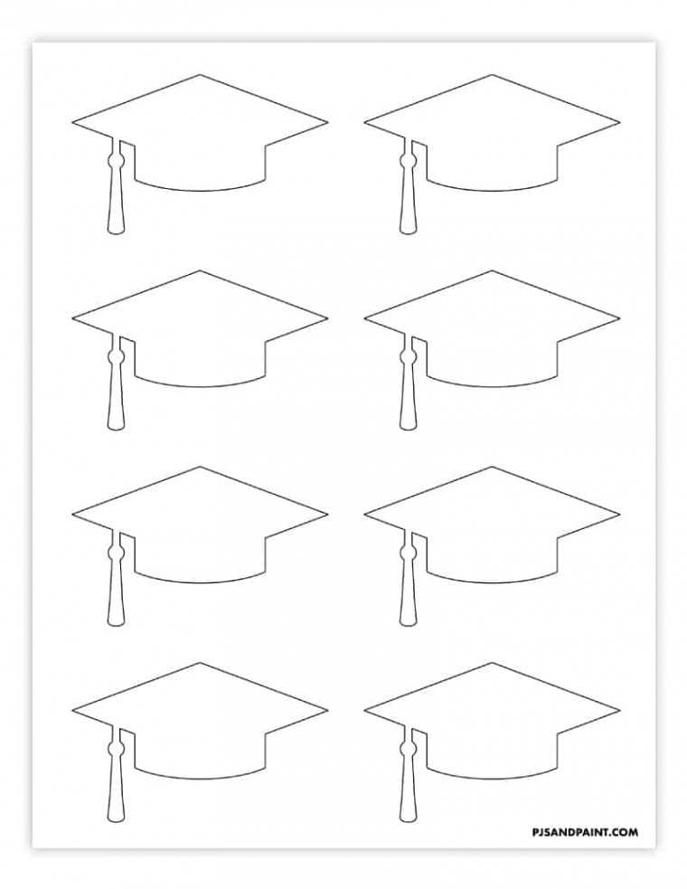 Free printable graduation cap template -  sizes - Pjs and Paint