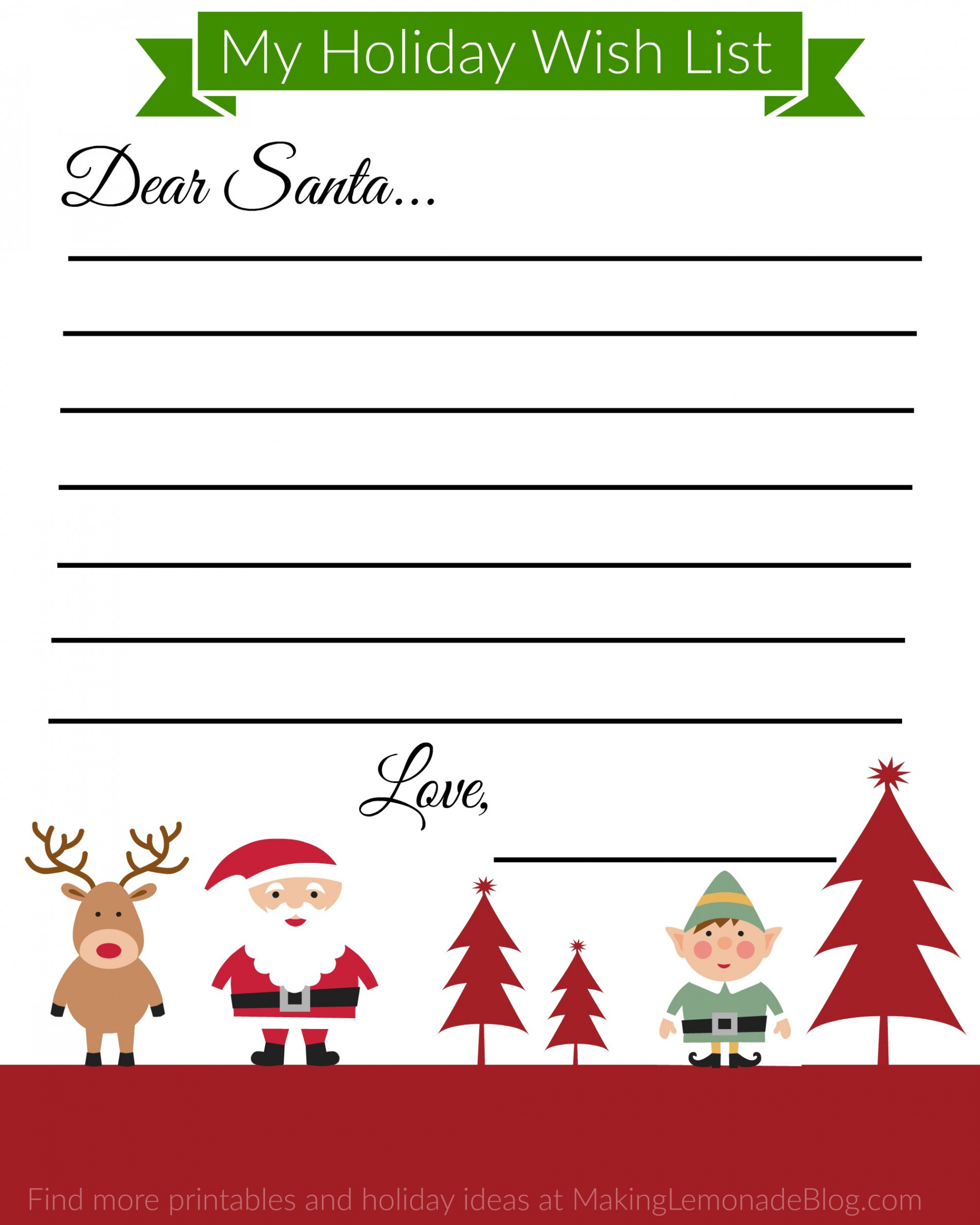 Free Printable Holiday Wish List for Kids  Making Lemonade