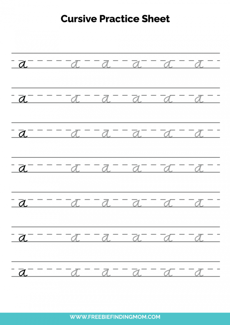 Free Printable Lowercase Cursive Letter A Practice Sheet PDF