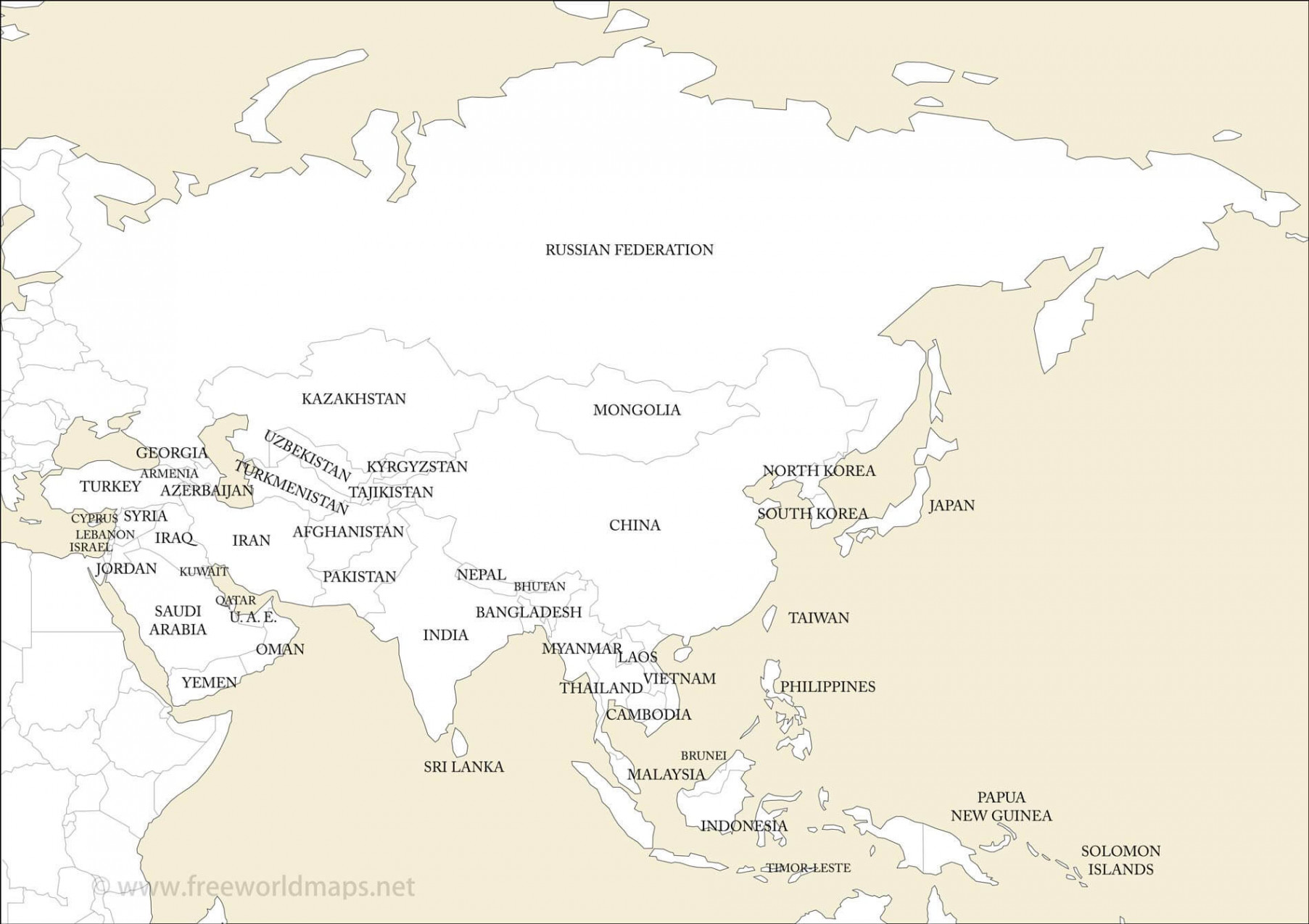 Free printable maps of Asia