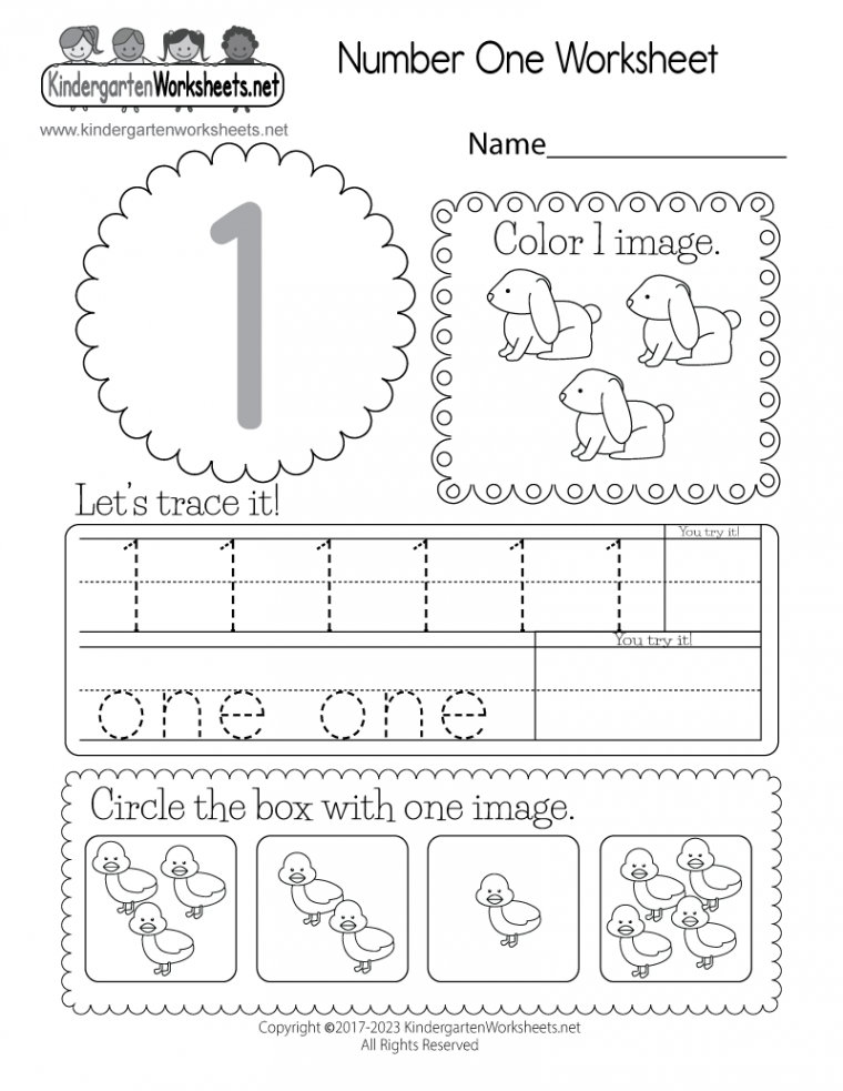 Free Printable Number One Worksheet