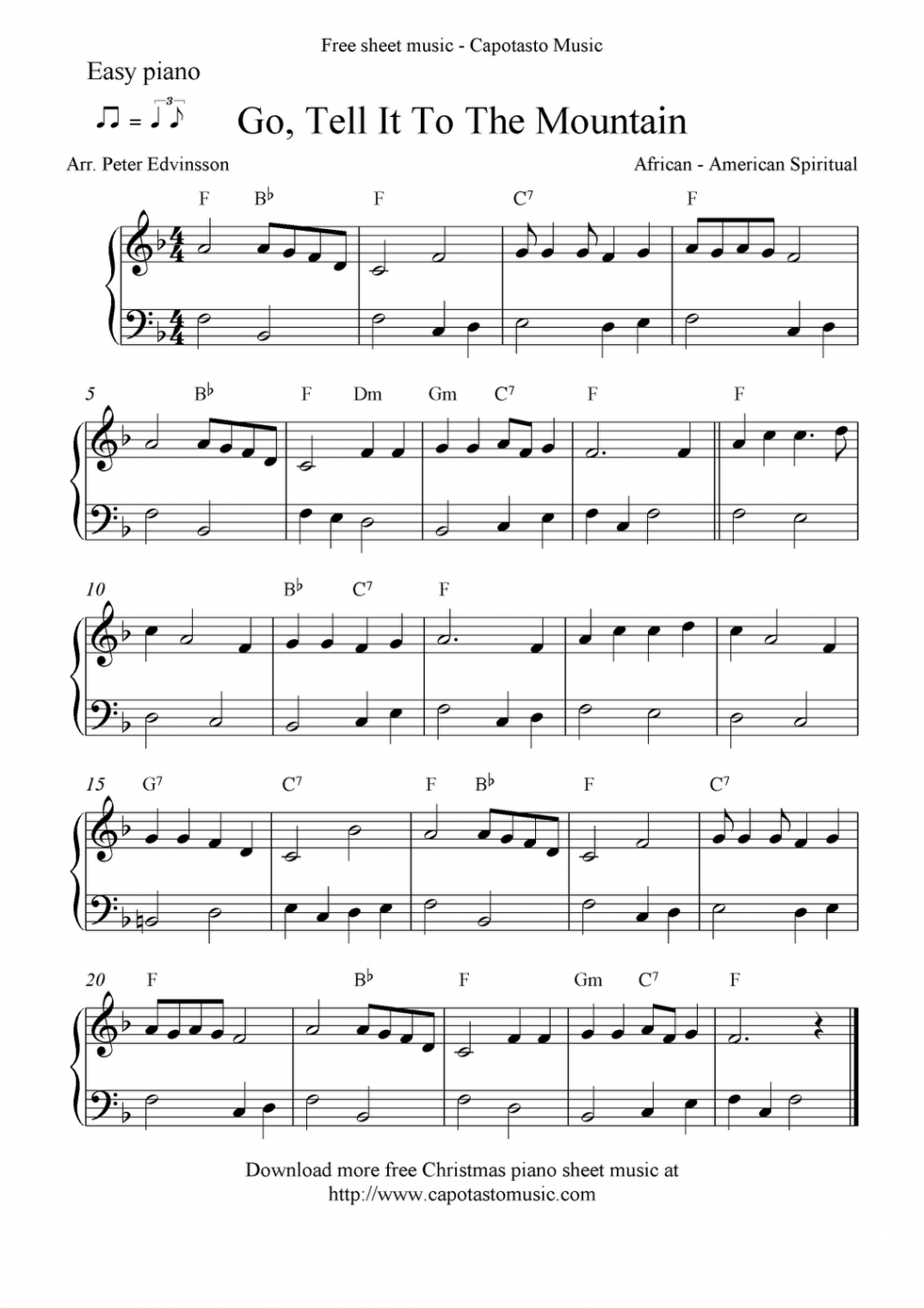 Free Printable Piano Sheet Music  Free Sheet Music Scores: Easy