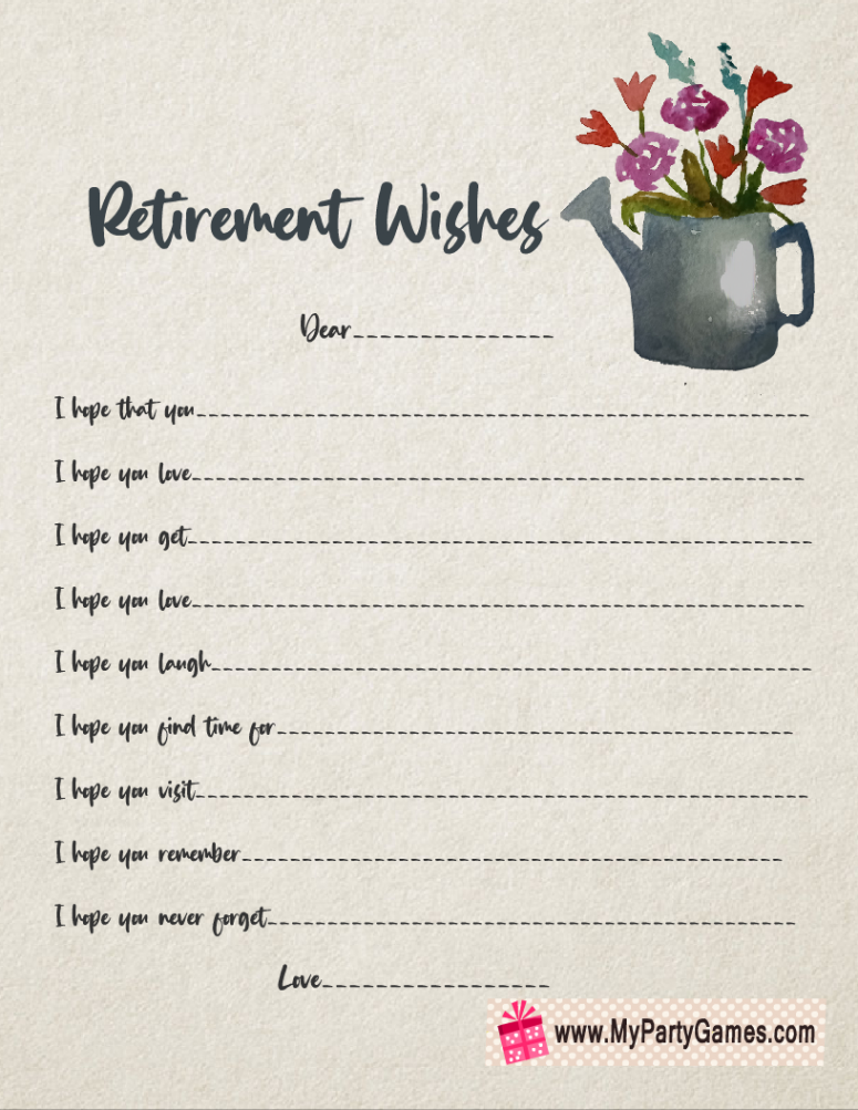 Free Printable Retirement Wishes Game Cards