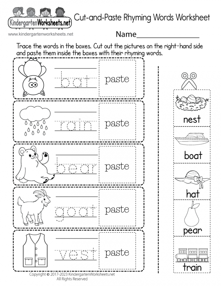 Free Printable Rhyming Words Worksheet