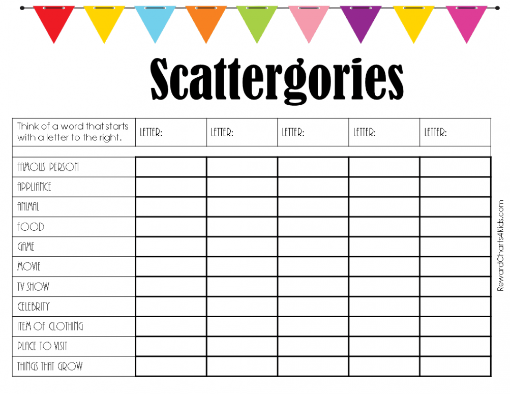 FREE Printable Scattergories Lists  Instant Download