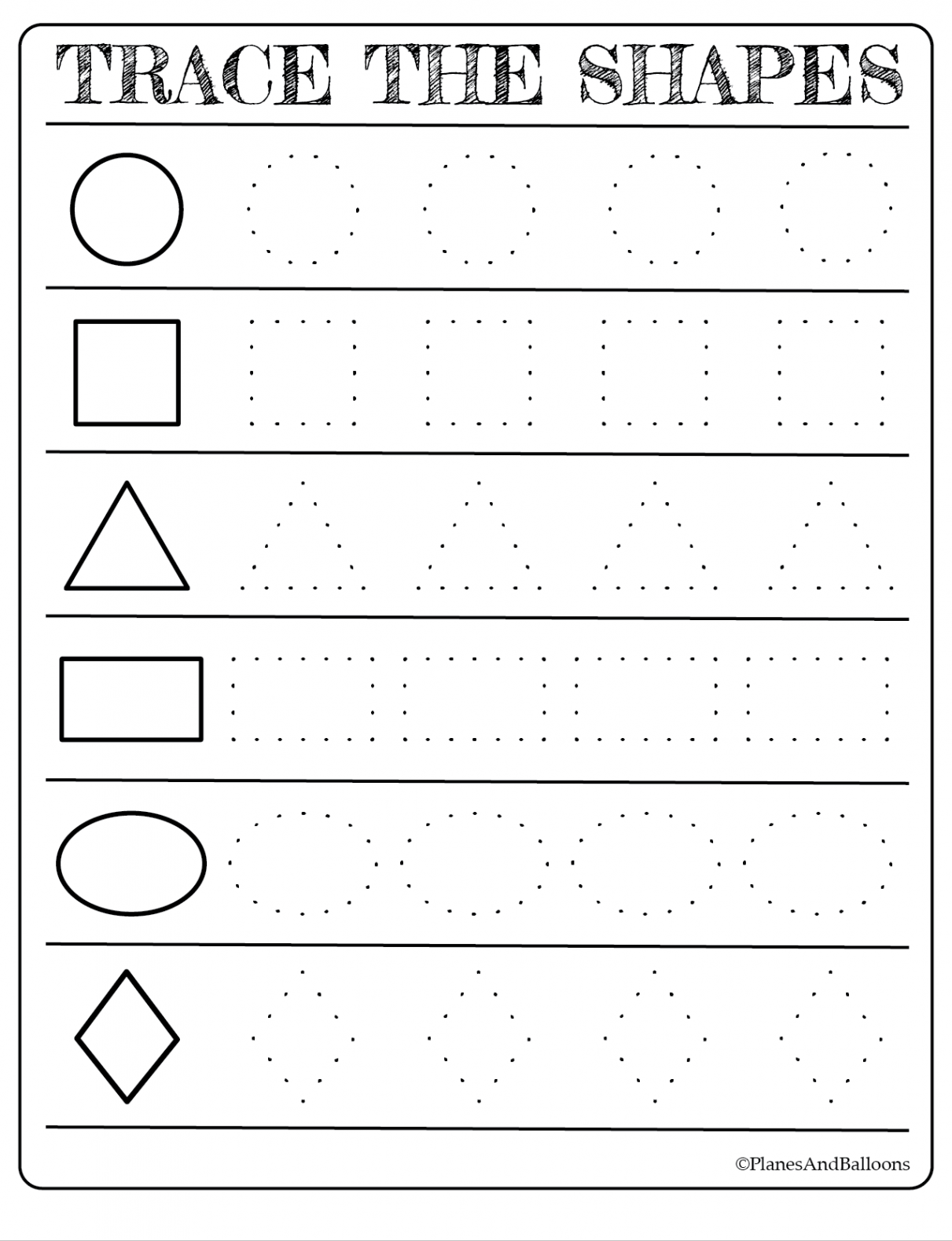 Free Printable Shapes Worksheets - Planes & Balloons  Free