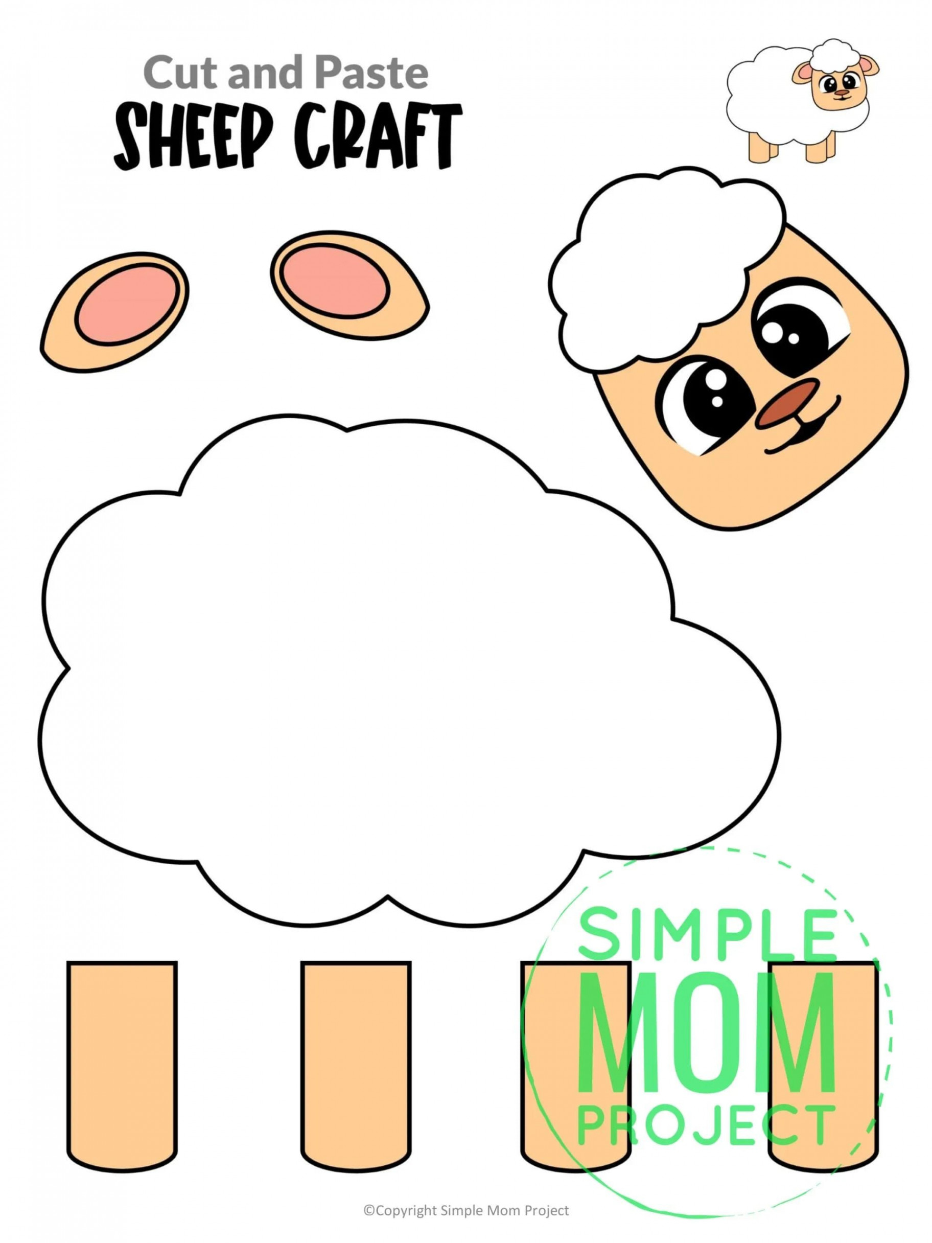 Free Printable Sheep Craft Template  Sheep crafts, Farm animal