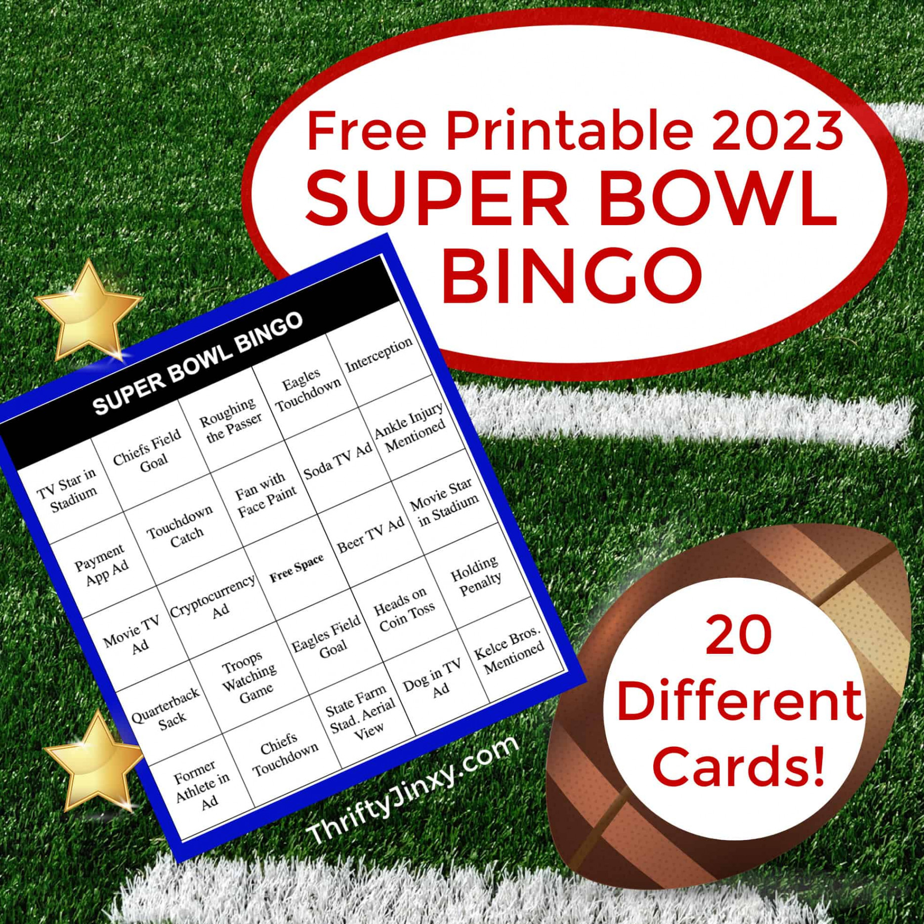 FREE Printable Super Bowl Bingo Cards for  - Thrifty Jinxy