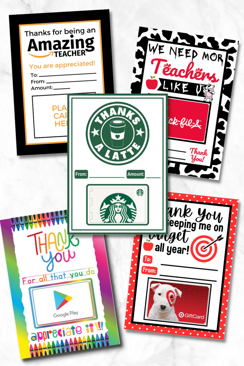 Free Printable Teacher Appreciation Gift Cards - Prudent Penny Pincher