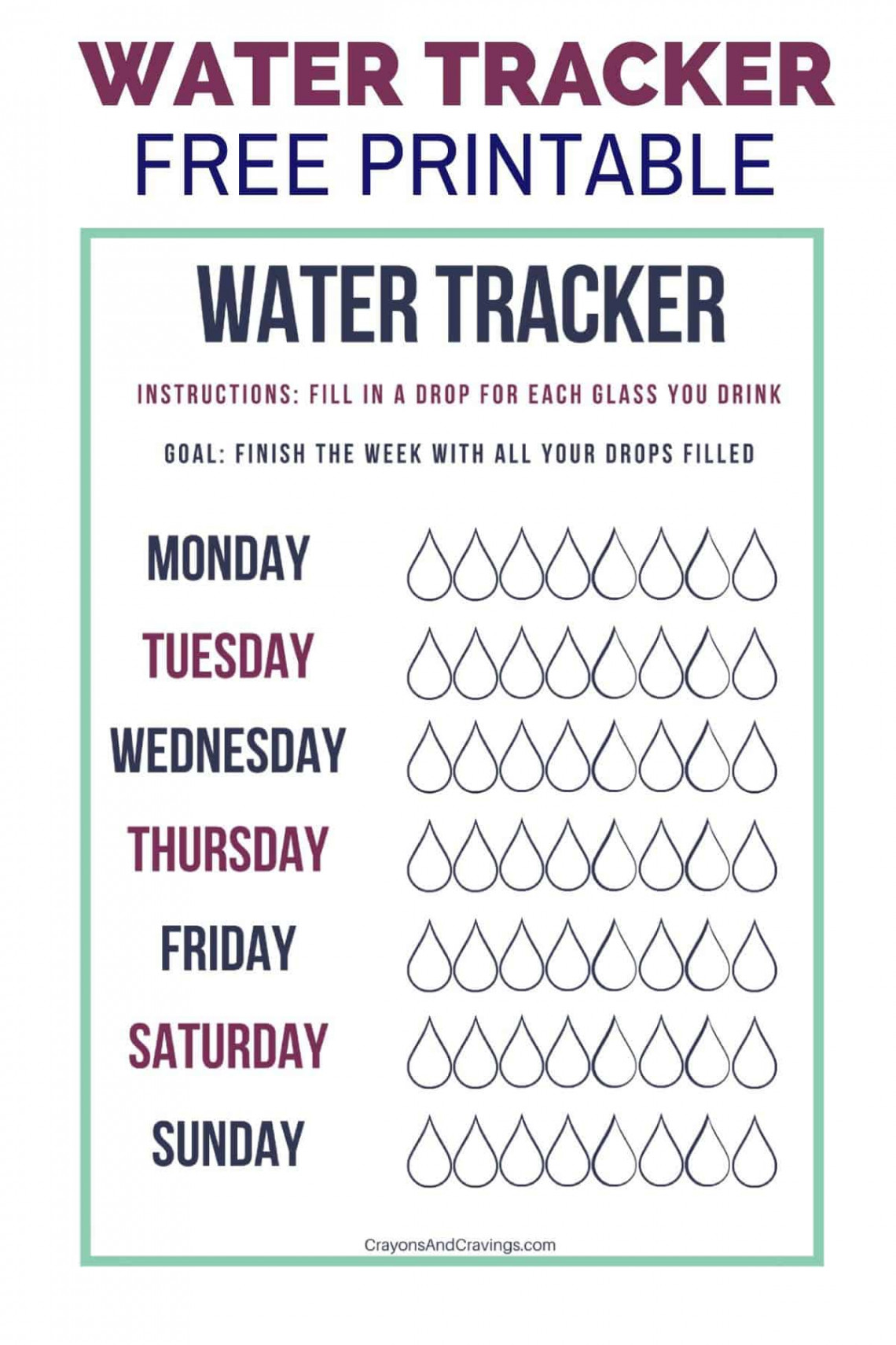 Free Printable Water Tracker (Daily & Weekly)