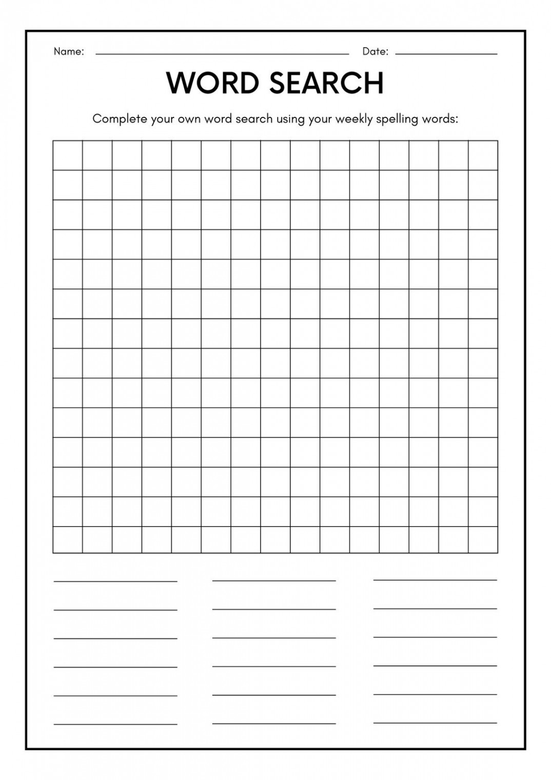 Free printable word search worksheet templates  Canva