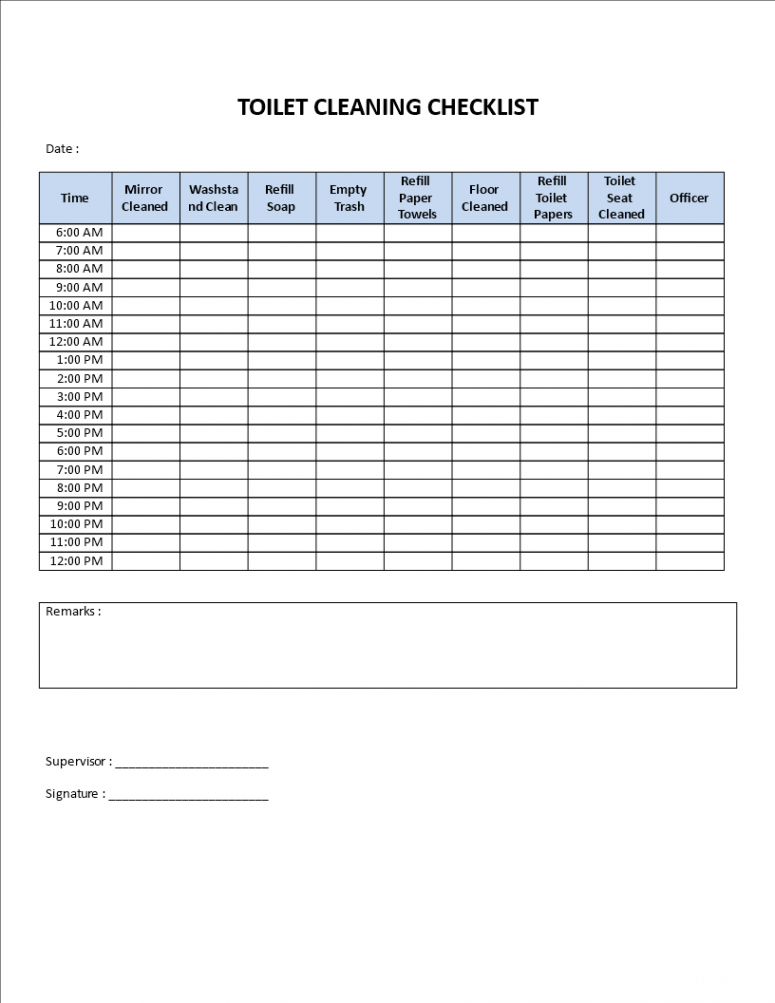 Free Public Restroom Cleaning Checklist  Templates at