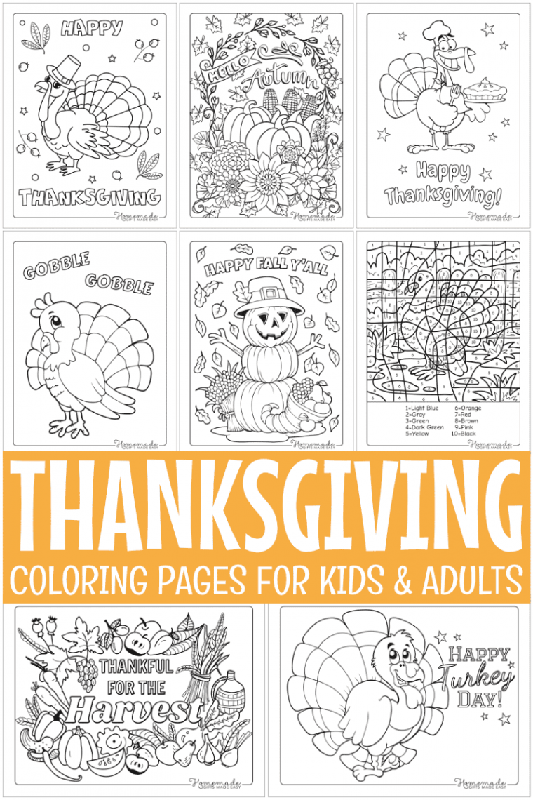 Free Thanksgiving Coloring Pages for Kids & Adults