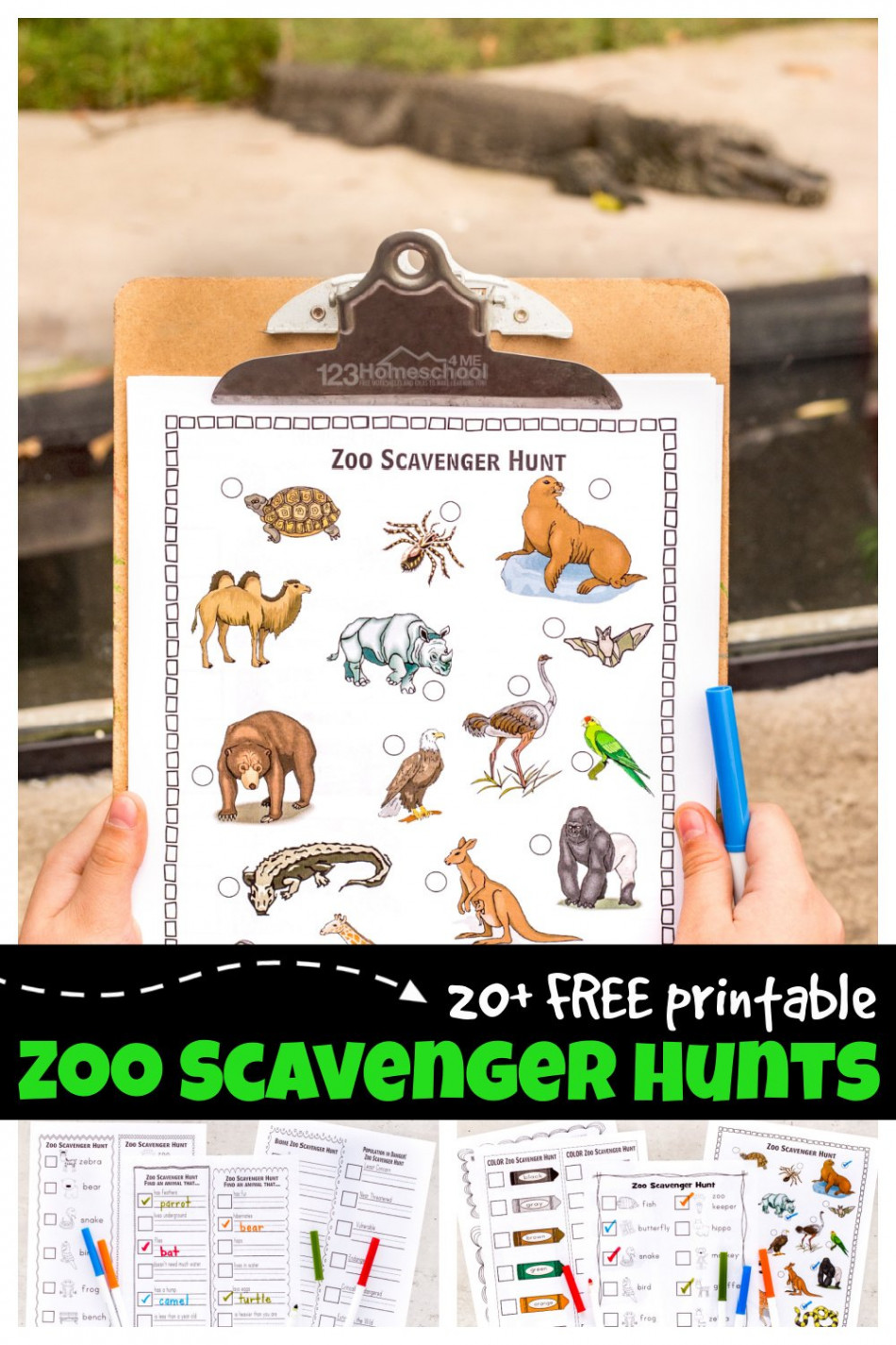 🦒🐘🦍🦩 + FREE Zoo Scavenger Hunt Printables for Kids s for Kids