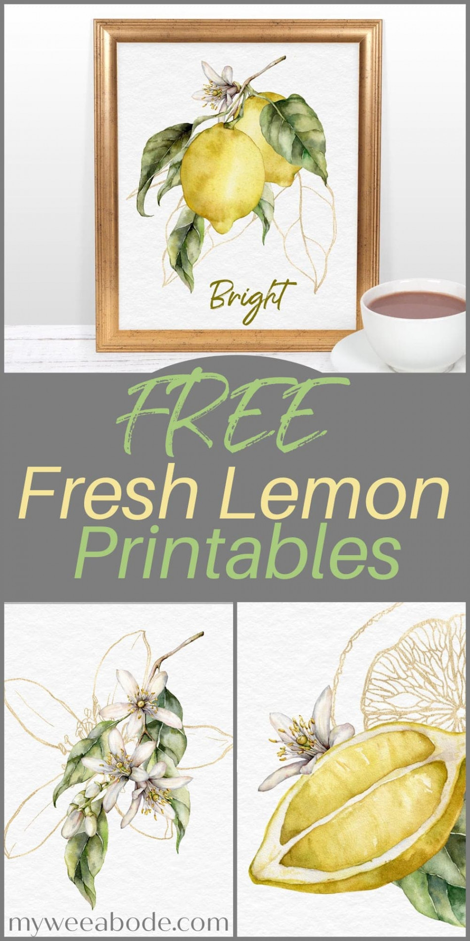 Fresh Lemon Watercolor Printables for Summer -