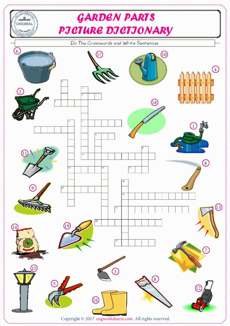 Garden Parts English Worksheet for Kids ESL Printable Picture