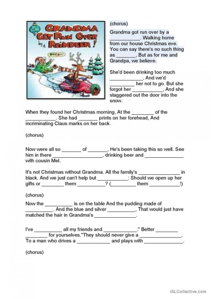 Grandma got run over by a reindee: English ESL worksheets pdf & doc