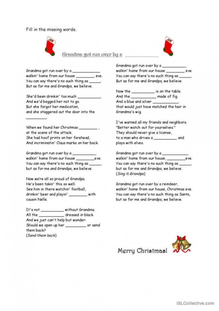 grandma got run over by a reindeer s: English ESL worksheets pdf