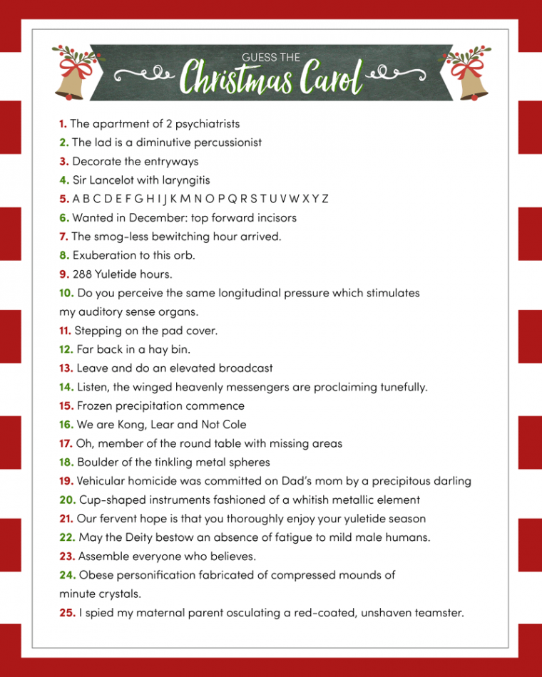 Guess the Christmas Carole Game FREE Printable  Lil